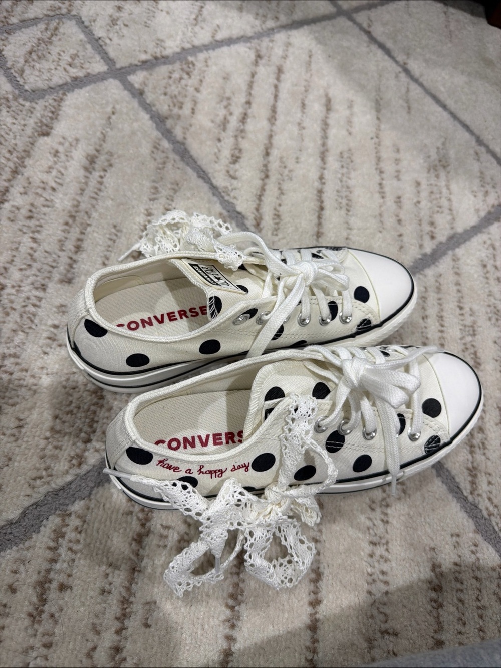 Converse Chuck Taylor All Star Lift Platform Low Shoes Polka Dots Women’s Size 8 - Picture 7 of 8
